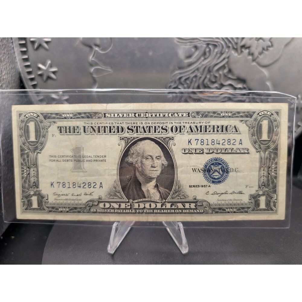 1957A $1 Silver Certificate • Blue Seal • K78184282A • Clean Circulated